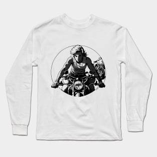 handsome rides the motorcycle Long Sleeve T-Shirt